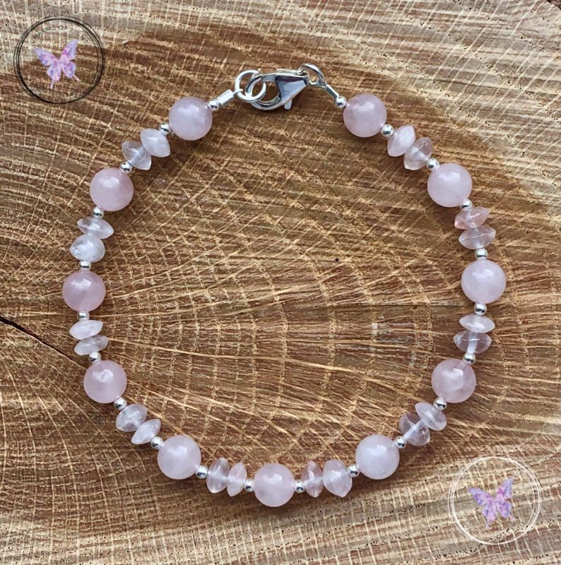 Rose Quartz & Silver Bead Bracelet